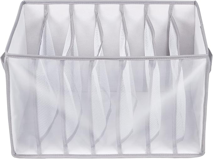Univivi Clothes Drawer Organizer Wardrobe Clothes Organizer for Folded Clothes, 7 Grids Upgraded Large Capacity Drawer Organizers for Jeans, Pants, Sweaters, T-Shirt, Underwear - Set of 2
