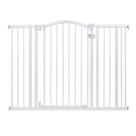 Ingenuity Extra Tall & Wide Safety Pet and Baby Gate, 29.5"-53" Wide, 38" Tall, Pressure or Hardware Mounted, Install on Wall or Banister in Doorway or Stairway, Auto Close Walk-Thru Door - White