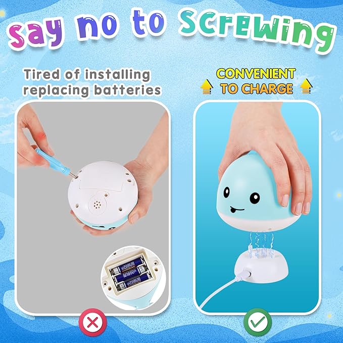 Gigilli Baby Bath Toys, Light Up Whale Sprinkler Bath Toys for Kids Ages 1-3, Toddler Pool Water Table Toy Bathtub Fountain Toy for Toddler 6-12-18 Months, Birthday 1 Year Old Boys Girls Gifts