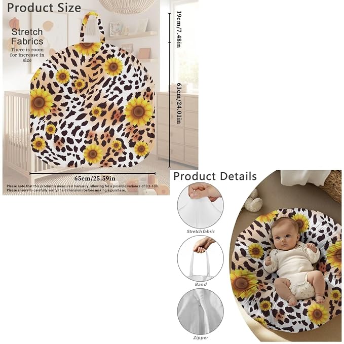 Sunflower Nursing Pillow Cover for Breastfeeding and Bottle Feeding,Breathable & Soft Baby Nest Cover for 0-24 Months,Light Brown Babies Floor Seat Cover for Home and Travel Essentials
