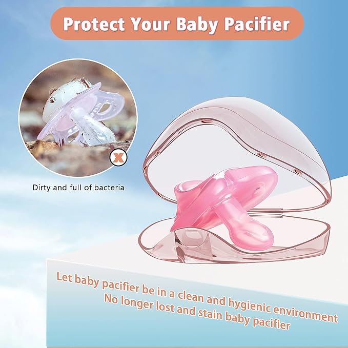 Pacifier Case,4 Pack BPA Free Pacifier Holder Case,Transparent Container Box for Baby Binky（Not Included,Essential Pacifier Accessories,Alway Keep Paci Clean,Easy to Clean(Pink)