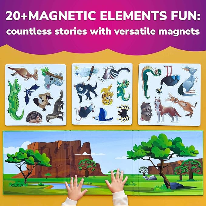 QUOKKA Travel Magnetic Puzzles for Toddlers 1-3 – 20+Pcs Australia Game with Extra-Long Play Book – Fun Travel Game Toy for Kids Ages 3-5 – Strong Magnets for Car Activities – Fun Toddler Puzzle 2-4