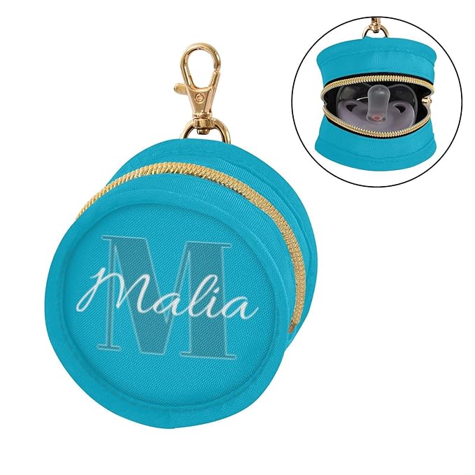 Custom Sky Blue Pacifier Holder Case for Diaper Bag Personalized Portable Travel Pacifier Storage Case with Clip Newborn Baby Pouch for Baby Boys Girls Purse Outdoor