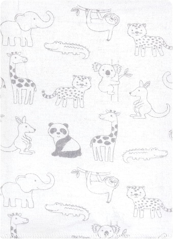 Hudson Baby Unisex Baby Cotton Flannel Burp Cloths Bundle, Zoo Animals, One Size