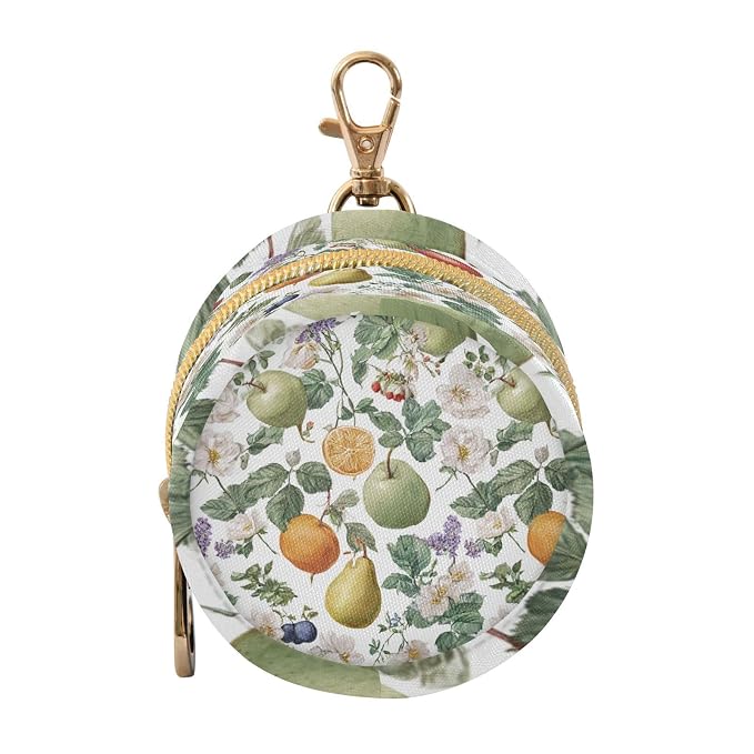 Pacifier Holder with Clip Pacifier Case for Diaper Bag Round Baby Pacifier Pouch Box Bag Portable Apples Lemon Flowers White