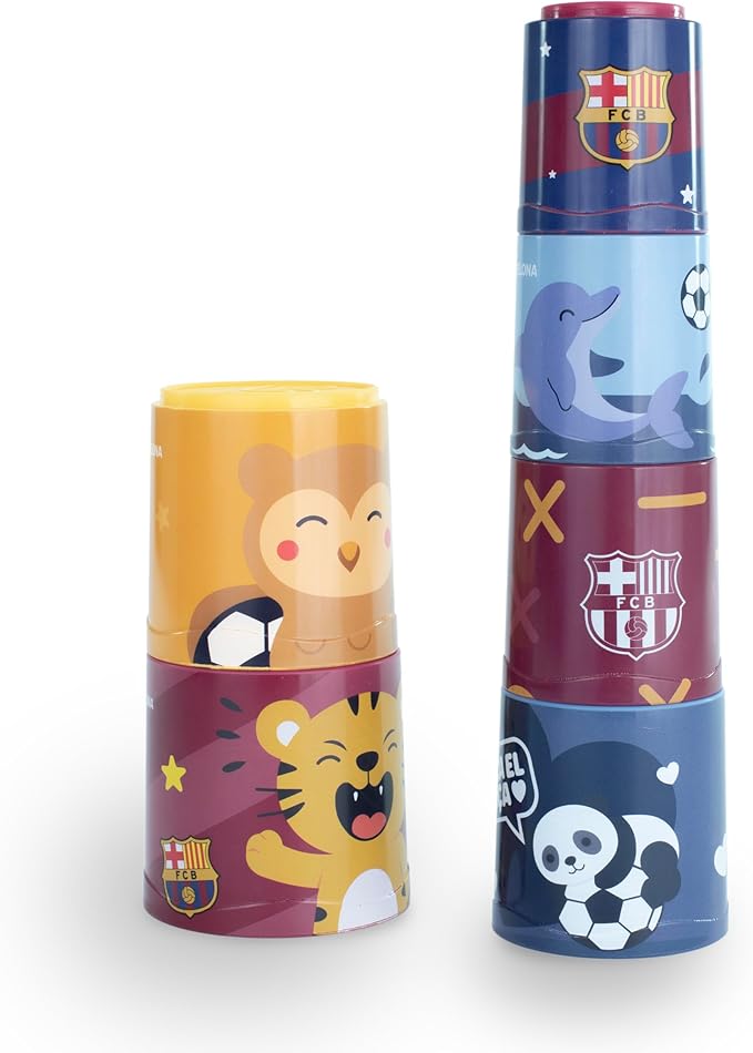 FC Barcelona Sorting & Stacking Toys, Montessori for 1 Year Old, +2 Year Old Boy, Kids Cups, Baby Toys 1 Year Old, Shape Sorter, Made in Spain, Stacking Cubes for Babies | Barça Offical License