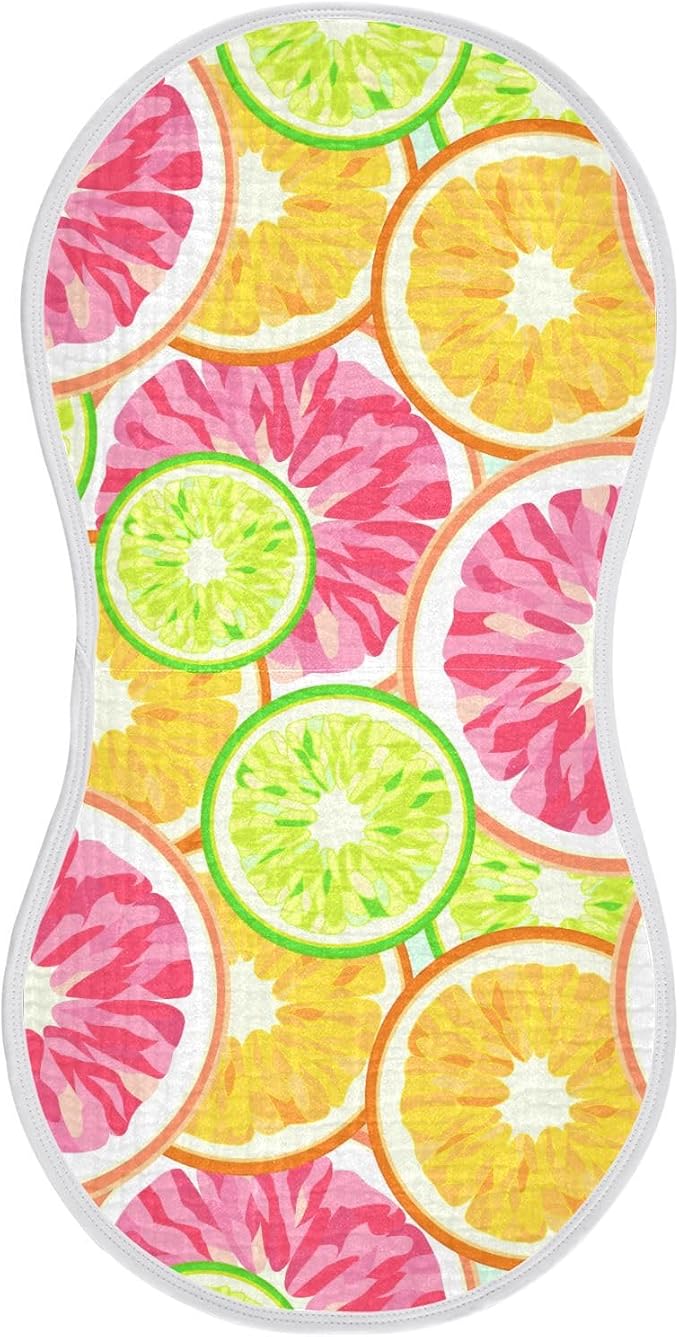 vvfelixl Baby Burp Cloths Orange Grapefruit Lime Lemon Baby Newborn Cotton Burping Cloths Set Baby Washcloths 4 Pack