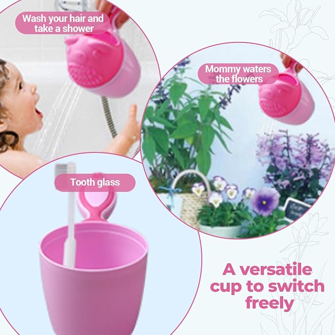 Bath Rinser Cup for Babies, Cartoon Bear Baby Bath Rinse Cup with Handle, Multi-Use Rinsing Water Scoop for Protecting Infant Toddlers Eyes, | Baby Rinse