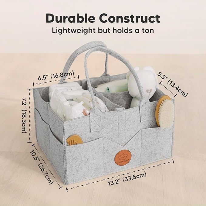 Keababies Baby Hair Brush and Baby Diaper Caddy Organizer - Brush with Soft Goat Bristles - Large Nursery Organizer, Cradle Cap Brush, Car Storage Organizer