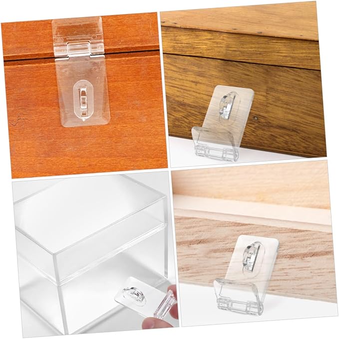12 Sets Clear Acrylic Hinge Lock Hinge Hasp for Boxes Cabinets Versatile Storage for Mobile Phones Jewelry Crafts Transparent Design for Easy Viewing