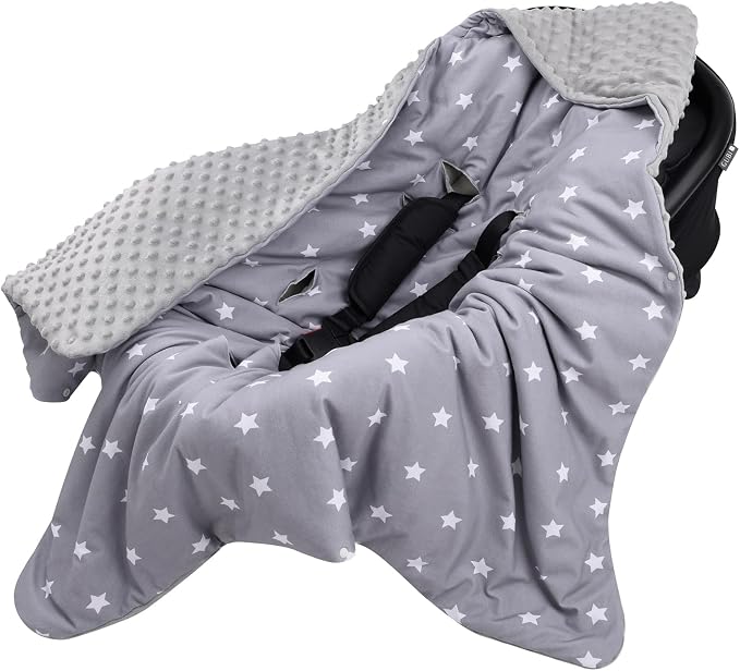 Bebamour Winter Car Seat Cover and Baby Swaddle Blanket - Newborn Wrap for Girls Boys, Warm Winter