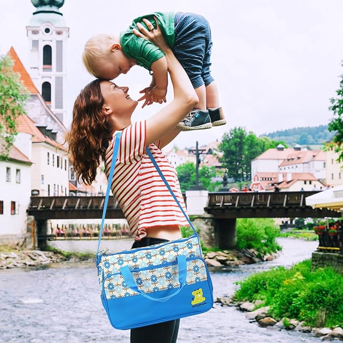 5-Pack Mummy Diaper Shoulder Bag Set w/Changing Pad ??Large Water-Resistant Nappy Bag with Insulated Pockets