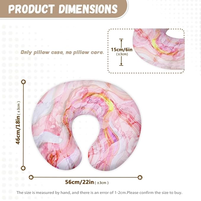 Pink Marble Nursing Pillow Cover with Zipper Covers Soft Breastfeeding Cover for Nursing Pillow Unisex Nursing Pillow Slipcovers
