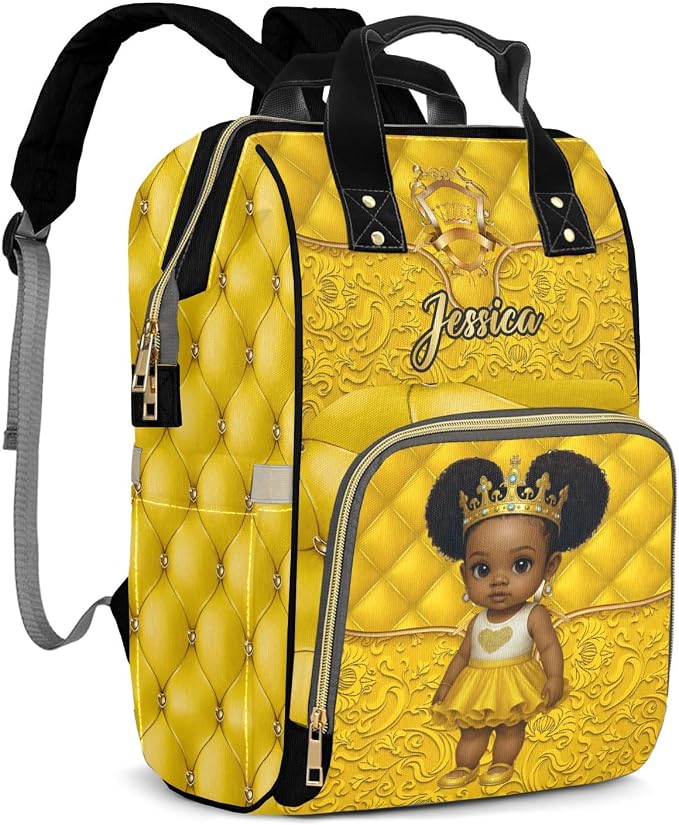 Custom Diaper Bag with Name Personalized Multifunctional Mommy Backpack for Shoulders Outdoor Backpack for Newborn Baby Crown-Thermal Pockets Nursing Bags