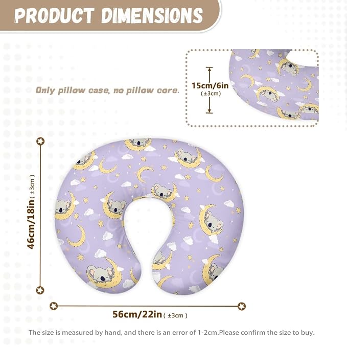 Koala and Moon Nursing Pillow Cover Stretchy Removable Nursing Covers for Breastfeeding Pillows Ultra Soft Newborn Feeding Pillow Cover