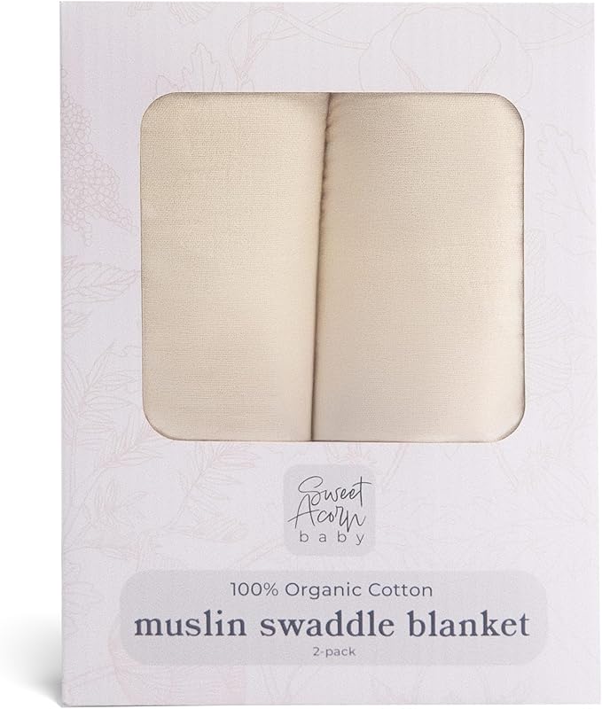 Muslin Swaddle Blanket ??Soft Cotton Muslin Baby Blanket for Newborns, Infants, and Toddlers, All-Season Comfort Baby Essential - White