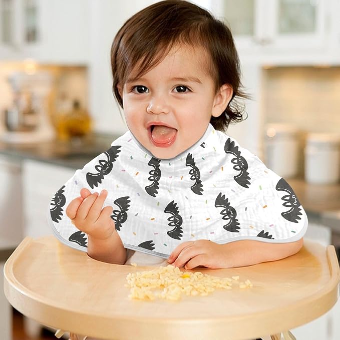 vvfelixl Baby Burp Cloths Halloween Bat and Confetti Baby Newborn Cotton Burping Cloths Set Baby Washcloths 4 Pack White