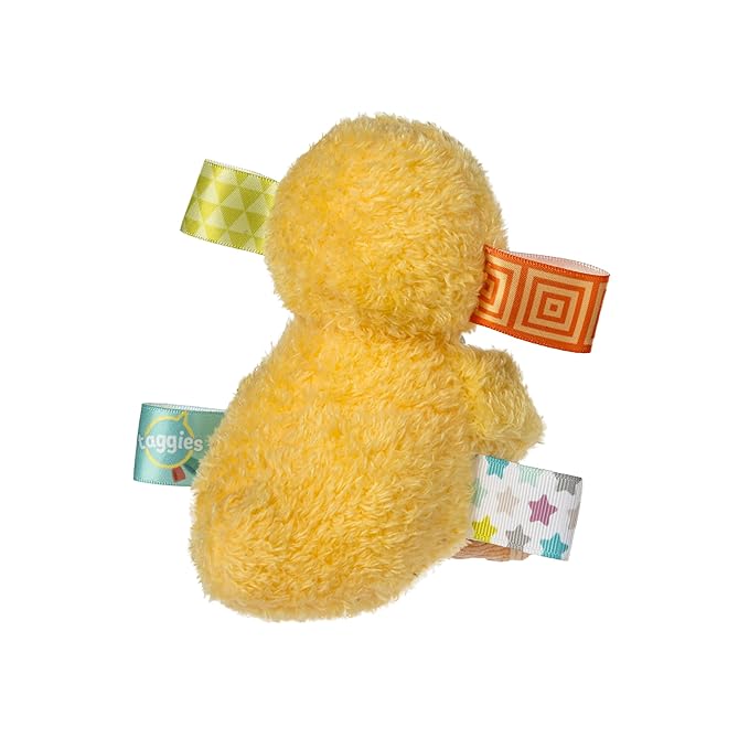 Taggies Soft Baby Rattle with Soothing Teether Ring and Sensory Tags, 6-Inches, Yellow Dunkin Duck
