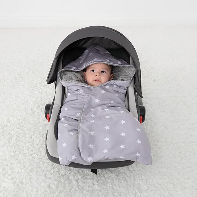 Bebamour Winter Car Seat Cover and Baby Swaddle Blanket - Newborn Wrap for Girls Boys, Warm Winter