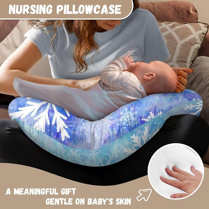 Snowflake Feeding Pillow Cover Washable & Breathable Nursing Pillow Slipcovers Breastfeeding Newborn Feeding Cushion Cover Practical Gift, Best Choice for Mom Cover Only
