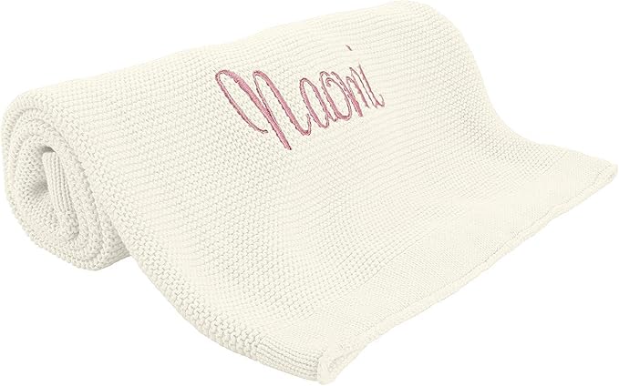 Custom Monogrammed Baby Blanket - Personalized Newborn Gift, Knit Cotton All Year Round