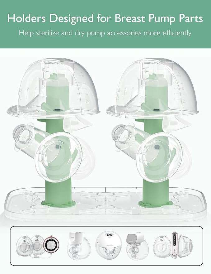 Momcozy 3 Layers Large Bottle Sterilizer and Dryer & Momcozy Bottle Brush Kit Green