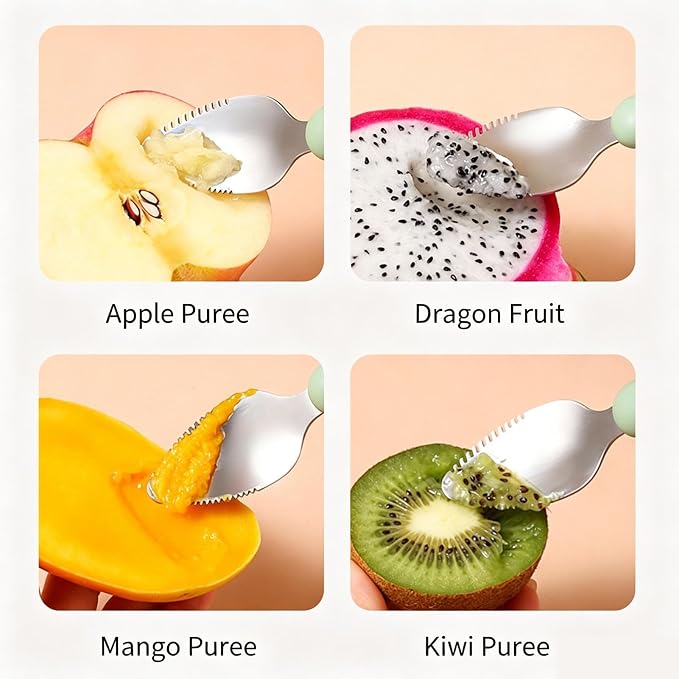 Ids Spoons - Comfort Grip Kitchen Gadgets, Kids Food Feeding Spoons | Training Utensils With Easy Hold Design For Fruit, Puree, Food