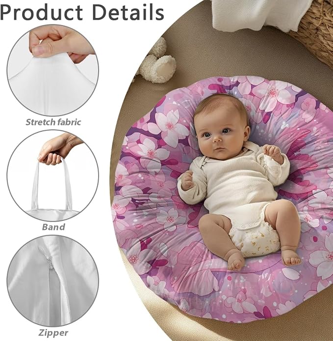 Cherry Blossom Axolotl Boy Girl Gender Neutral Nursing Pillow Cover Baby Breastfeeding Slipcover Infant Newborn Nursery Bottle Pillowcase Feeding Cushion Cover (Pillow NOT Included)
