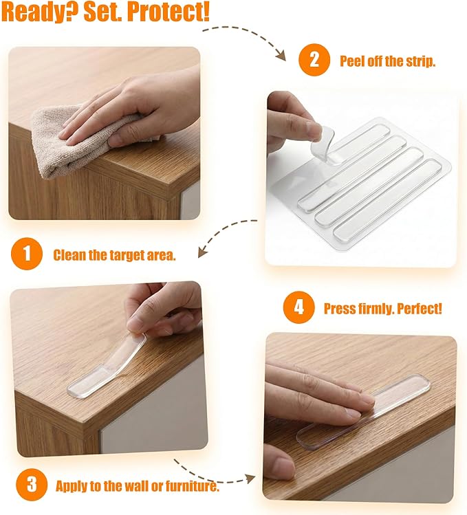 44Pcs Clear Cabinet Door Bumpers, Adhesive Silicone Noise Reducing Pads Anti Collision Pad, Removable Scratch Resistant Surface Protection for Doors Walls Furniture (3 Sizes)
