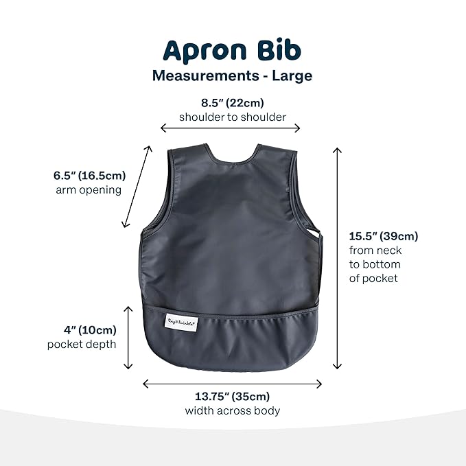 Tiny Twinkle Mess Proof Baby Bib for Boys | Waterproof Toddler Bib for Eating | Baby Apron for Feeding, Machine Washable | Perfect Shower Gift (Charcoal, 6??4M)