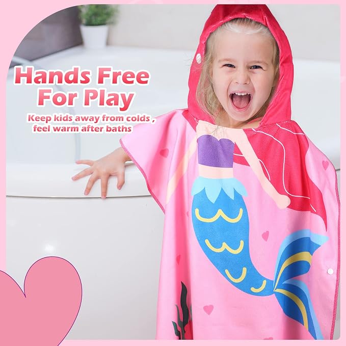 Chumia 3 Pack Kids Hooded Beach Poncho Towels Toddler Swim Pool Bath Towels with Hood Thicker Cotton Absorbent Cover up for Boys Girls Baby(47 x 24 Inch