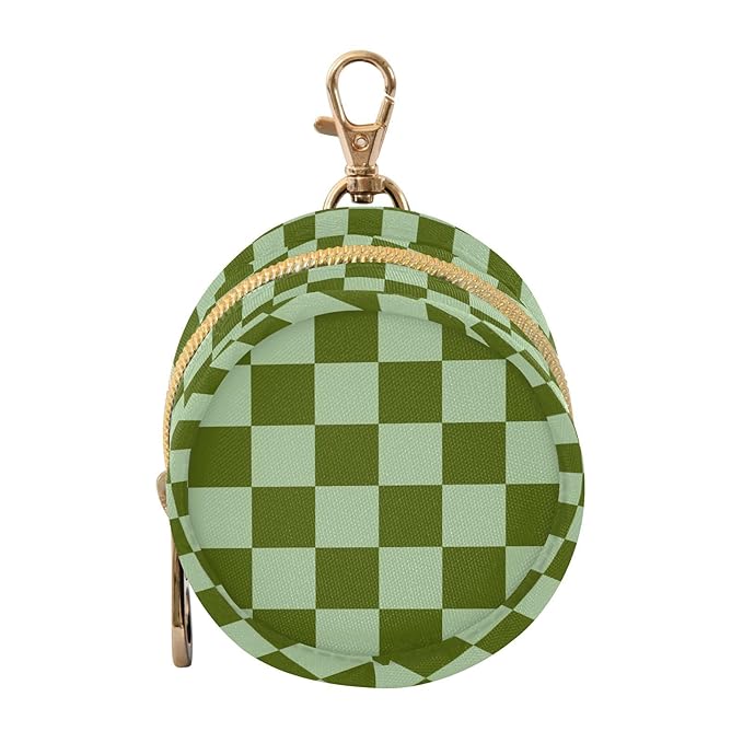 Green Checkerboard Plaid Pacifier Holder Case Newborn Pacifier Storage Pouch for Boys Girls Easy Attach to Diaper Bag Portable Baby Essentials Container