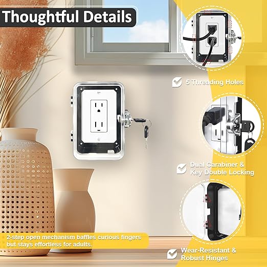 Socket Lock, Child Proof, ABS Bite Resistant Safety Box, Tool-Free Installation Outlet Cover, for Household Baby & Pet Proofing Wall Sockets, 6.69in*4.41in*2.95in (1 PC)