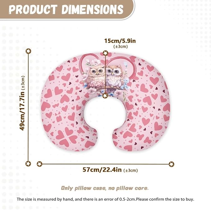 Love Heart Owls Ultra Soft Nursing Pillowcase Skin-Friendly Fabric Bottle & Breastfeeding Pillows Support Cover for Wife New Moms Valentine's Gift