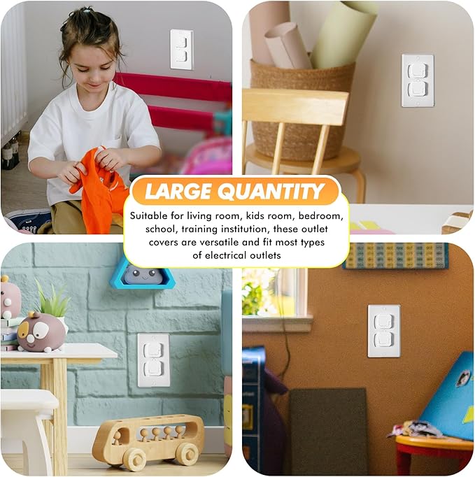Thyle 50 Pcs Outlet Covers Protectors Plug Bulk Child Baby Proofing Proof for US 3-prong Electrical Outlets Easy Install Socket Sturdy Safe Secure Baby Proofing Kit for Home Office