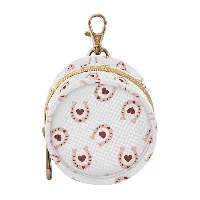 Horseshoes Hearts White Print Pacifier Holder Case Newborn Pacifier Storage Pouch for Boys Girls Easy Attach to Diaper Bag Portable Baby Essentials Container