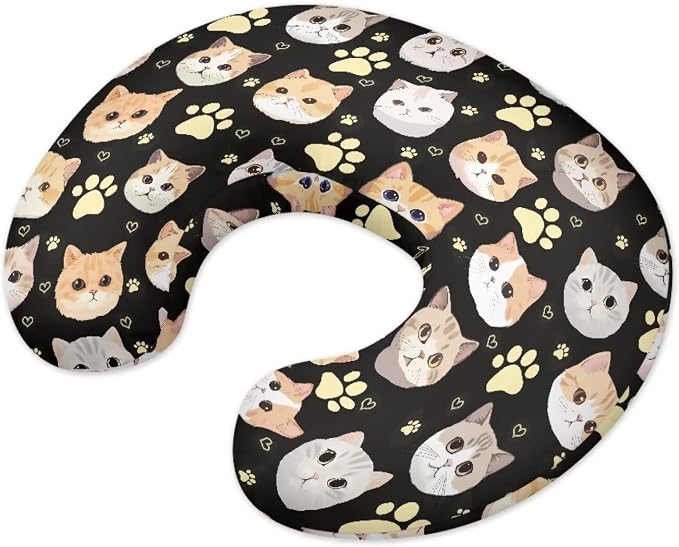 Cat Heads Nursing Pillow Cover Breast Feeding Pillow Covers 1 Pack for Breastfeeding Pillow Soft and Cozy Fits Snug On Infant Breastfeeding Pillow Slipcover Cover Only