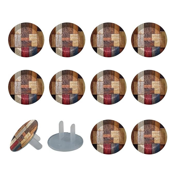 Baby Safety Outlet Plug Electrical Socket Covers, Wooden (3)