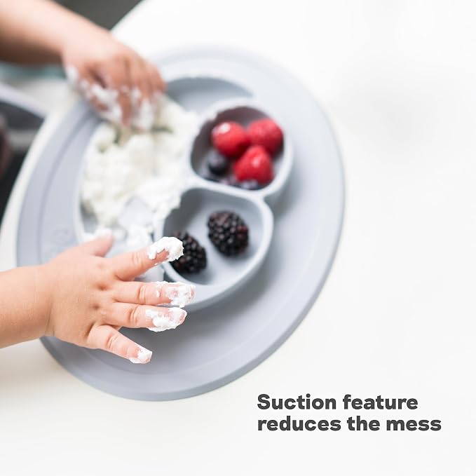 ezpz Kit 3: Practice Feeding Skills (Indigo) - Tools to Help Your Toddler Practice Scooping, Piercing, Straw Drinking, and Self-Feeding - Toddler Essentials & Gifts