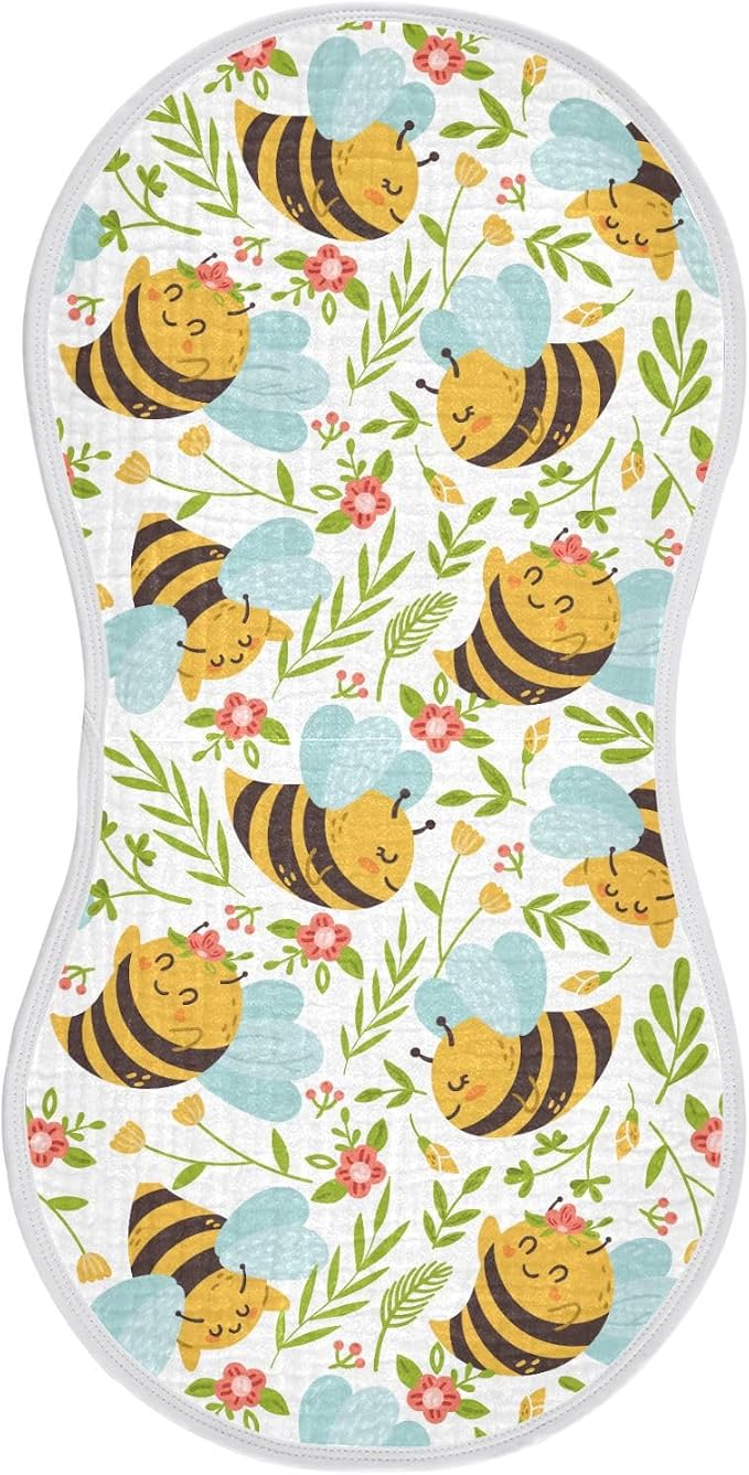 vvfelixl Burp Cloths Honey Bee Cute Bumble Bee for Baby Boy Girls Baby Washcloths Burp Rags 1 Pack