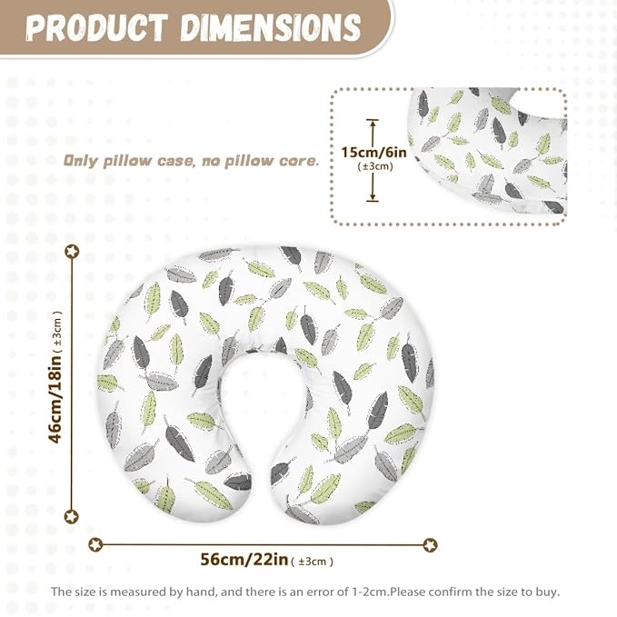 Nursing Pillow Cover Slipcover Watercolor Feathers Print Nursery Bottle Pillowcase Breastfeeding Pillow Cover C Shaped Pregnancy Newborn Infant Feeding Cushion Cover