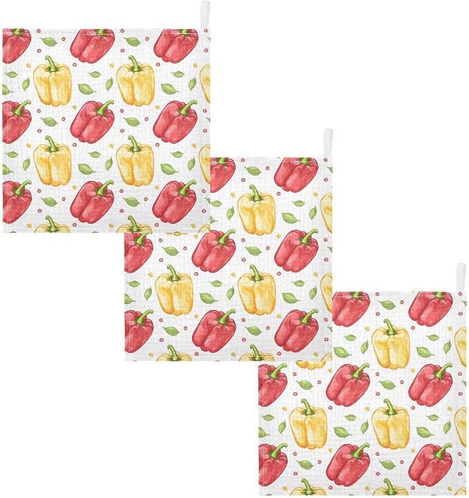 vvfelixl Baby Muslin Washcloths Bell Peppers Baby Burp Cloths Cotton Babys Face Towel for Infants Soft 11.8 X 11.8 in, 3 Pack