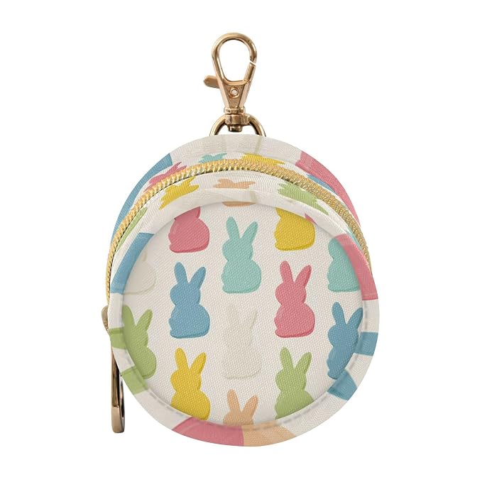 Pacifier Holder with Clip Pacifier Case for Diaper Bag Round Baby Pacifier Pouch Box Bag Portable Beige Cartoon Rabbit Easter