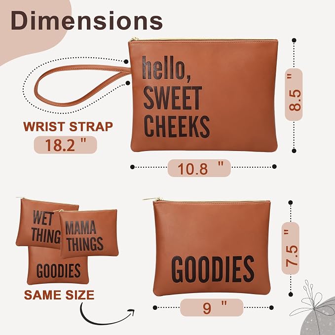 MOMINSIDE Diaper Bag Tote, Diaper Bag Organizing Pouches, Leather Baby Bag Backpack, Baby Registry Search, 14 pockets, 4 Insulated Pockets, Changing Station