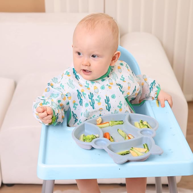 Lictin Long Sleeve Bibs 5 Pack - Baby Bibs for Girl or Boy, Reusable Infant for Feeding Teething or Weaning