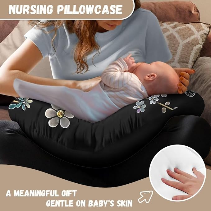 Dragonfly Floral Nursing Pillow Cover, Removable Nursing Covers for Breastfeeding Pillows Ultra Soft Comfortable Slipcover for Baby Boy and Girls
