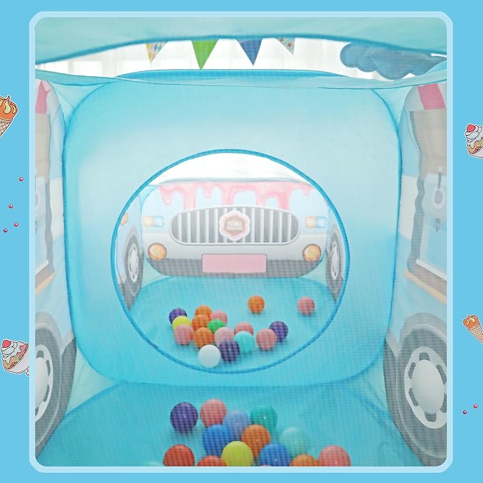 Ice Cream Truck Pop Up Kids Play Tent | Includes Carrying Case |, Children Indoor Icecream Playhouse for Boys, Toddlers, 25.6" D x 55" W x 29.5" H (Ice Cream)