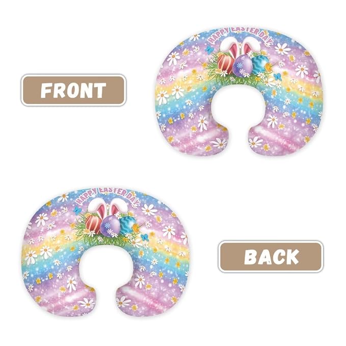 Rainbow Rabbit Ear Nursing Pillow Slipcover Sleeve, Ultra-Soft Baby Nursing Pillow Removable Cover for Breastfeeding Pillows, Pillow Not Included