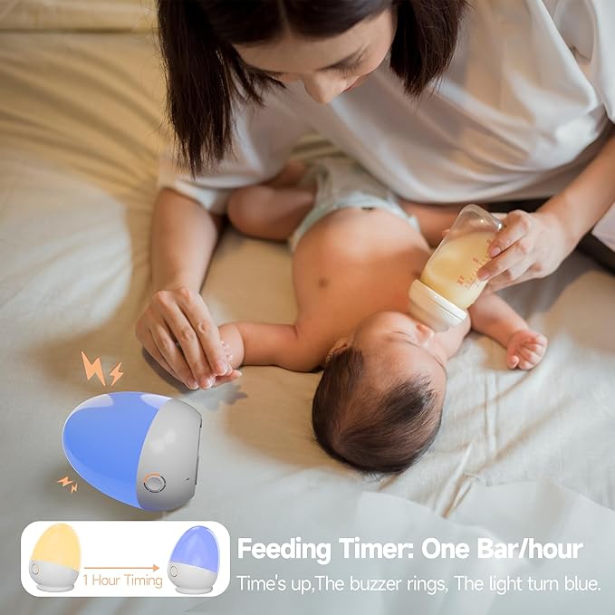 Touch Night Light for Baby Nursery: Rechargeable Portable Kids Egg Nightlight Lamp with Feeding Timer for Todder Room, 3 Colors Temperatures Dimmable,Up to 200H(BPA-Free)