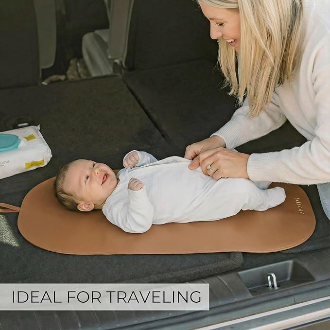 Beautiful Baby Diaper Changing Mat Made of Vegan Leather - Soft and Easy to Wipe Changing Pad for Travel or at Home Use - Lightweight and Foldable Mat that Perfectly Fits Into Any Diaper Bag